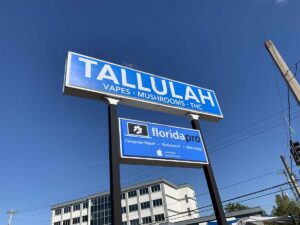 Tallulah pylon sign installed