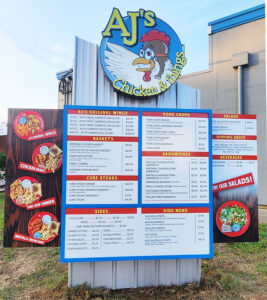 AJ's Chicken Menu Board