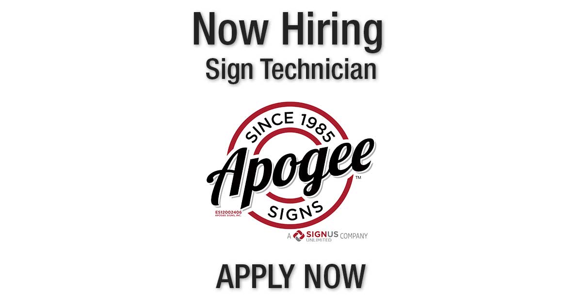 Sign Installer Position Available At apogeesigns.com - Apply Today!